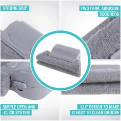 2-pack fönster- och spårrengöringssvamp med mjukt ergonomiskt grepp - Perfekt för fönster, dörrspår, kakelfogar, jalusier, bil