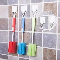 Pack justerbar mjuk svamp hängande rengöringsborste med långt handtag för baby , kaffeglas, mjölkkoppar, muggar (slumpmässig färg)