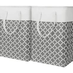 2-pack 75L tvättkorg med långa förstärkta handtag, fristående