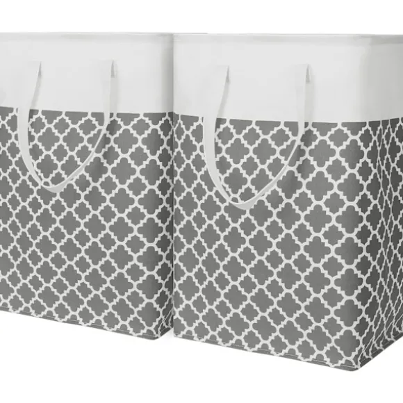 2-pack 75L tvättkorg med långa förstärkta handtag, fristående