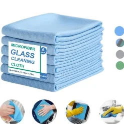 6-pack Mikrofiber Glasrengöringsdukar - Ränderfria, För Fönster/Bil/Speglar, Återanvändbara Multi-Colors 6 PCS