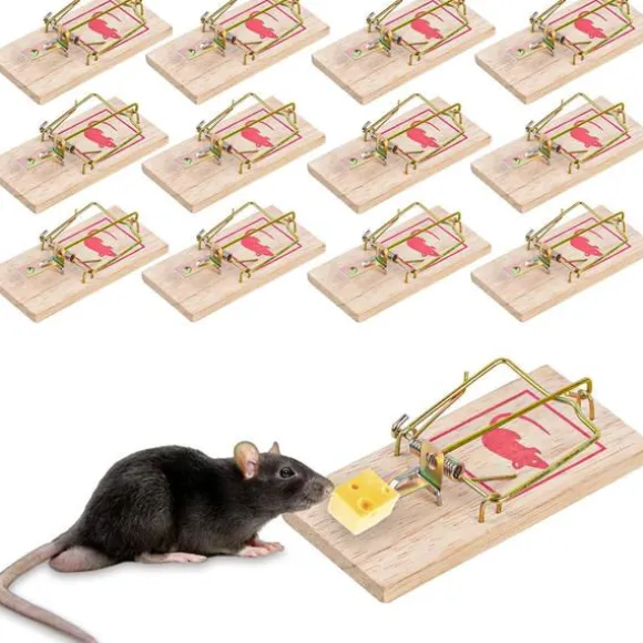 12-pack Musfällor, Råttfälla, Återanvändbar Trämusfälla - Storlek 10*4,5*0,6 cm, Vikt: 30 g