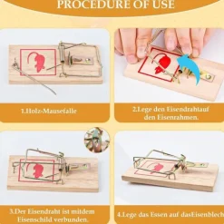 12-pack Musfällor, Råttfälla, Återanvändbar Trämusfälla - Storlek 10*4,5*0,6 cm, Vikt: 30 g