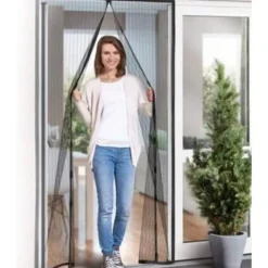 2-Pack Myggnät för dörr med magnetstängning. 210cm x 100cm Svart