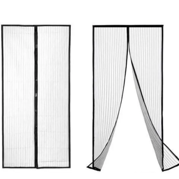 2-Pack Myggnät för dörr med magnetstängning. 210cm x 100cm Svart