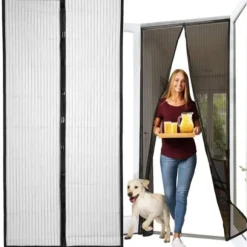 2-Pack Myggnät för dörr med magnetstängning. 210cm x 100cm Svart