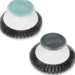 2-pack rostfria stålborstar med handtag, stålullsborstar för rengöring av disk, kraftiga rengöringsmedel för kastruller, stekpannor, grillar