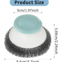 2-pack rostfria stålborstar med handtag, stålullsborstar för rengöring av disk, kraftiga rengöringsmedel för kastruller, stekpannor, grillar