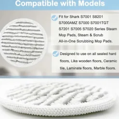 12-pack S7001 Ersättningsmoppdynor för Shark S7001 S8201 S7000AMZ S7000 S7001T S7005 S7020 Serien Ångmoppdynor, Ånga och Skrubb A