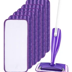 6-pack Återanvändbara våtservetter för Swiffer WetJet, Mikrofibermoppdynor, Ersättningsduk för Swiffer Wet Jet Spray Mop purple