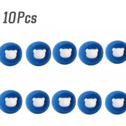 10-pack tvättbollskit återanvändbar tvättmaskin hårborttagare boll rengöring ludd luddhår kläder hushållsprodukt blue