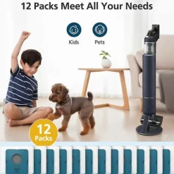 12-pack VCA-ADB953 dammsugarpåsar för SAMSUNG BESPOKE Jet sladdlös dammsugare, jämför med originaldel As Shown