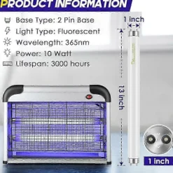 10-pack 10W Insektsdödarlampor, T8 F10W 33 cm Ersättningsrör för Elektriska Insektsdödare Inomhus