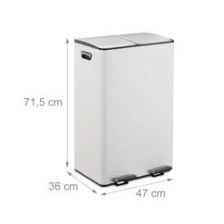 Pedalbehållare med dubbla fack, 2x 30L kapacitet