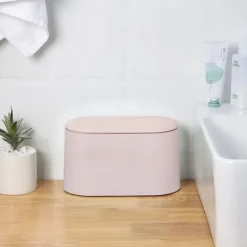 {PL}Mini soptunna för bord med lock för sovrum (rosa)