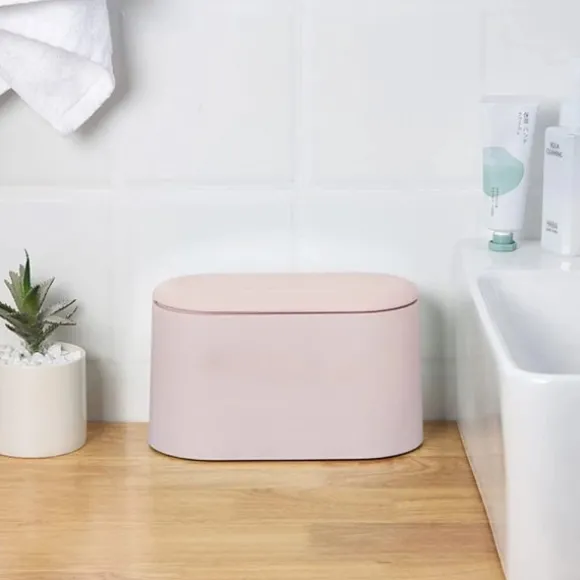 {PL}Mini soptunna för bord med lock för sovrum (rosa)
