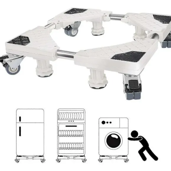 {PL}Tvättmaskinsbas, Lastkapacitet 300 kg, Tvättmaskinspiedestal, Justerbar piedestal för kylskåp, tvättmaskin, torktumlare och frys (justerbar bredd 45-6 | Fyndiq