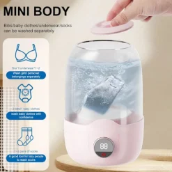 Portabel Mini Tvättmaskin, Automatisk Tvättrengörare med Uppladdningsbart Batteri