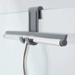 Premium Duschsqueegee i Rostfritt Stål, Hängande Utan Borrning, Sil