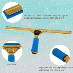 Professionell Fönsterskrapa för Kommersiellt Bruk, Fönsterrengöringsverktyg för Duschdörrar, Fönster och Bilglas, 1 st - Guld