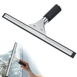 Professionell fönsterskrapa, fönsterskrapa i rostfritt stål med 35 cm blad, för rengöring och torkning av glas, etc.