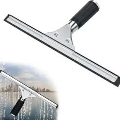 Professionell fönsterskrapa, fönsterskrapa i rostfritt stål med 35 cm blad, för torkning och rengöring av glas