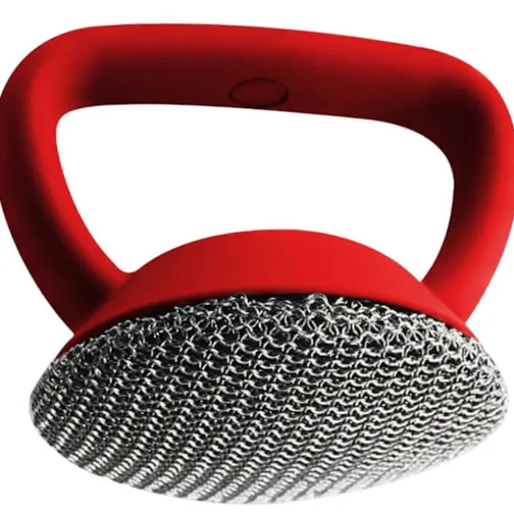 Rengöringsborste med handtag, metallnät, skrubbborste, diskborste (Fww) Red