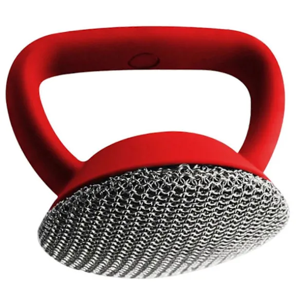 Rengöringsborste med handtag, metallnät, skrubbborste, diskborste (Fww) Red