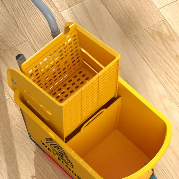 Rengöringsvagn med hjul, 20L Kapacitet, Gul