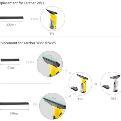 Reservdelar för fönstertvätt - 2 st 280 mm gummiskrapor, tillbehör för Kärcher WV2 WV5