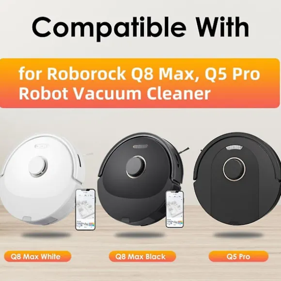Reservdelar för Roborock Q5 Pro+/q8 Max+ (plus) dammsugare huvudsidoborste Hepa-filter moppduk dammsugarpåsar