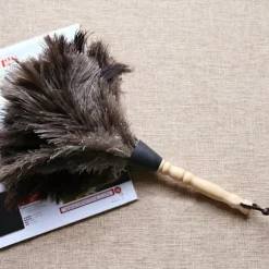 Reusable Ostrich Feather Duster with Anti-Static Wooden Handle
