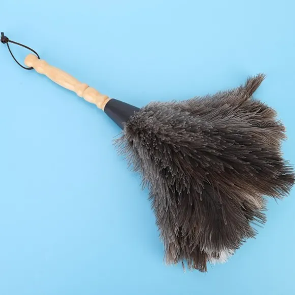 Reusable Ostrich Feather Duster with Anti-Static Wooden Handle