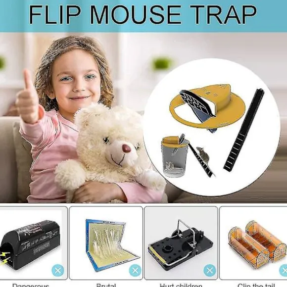Reusable Smart Mouse Rat Trap Plastic Flip Slide Bucket Lid Humane Or Lethal Trap Door Style Multi Catch Red