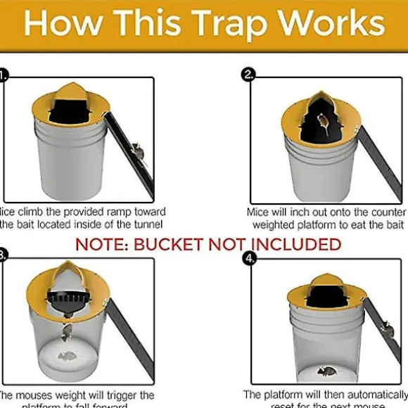 Reusable Smart Mouse Rat Trap Plastic Flip Slide Bucket Lid Humane Or Lethal Trap Door Style Multi Catch Red