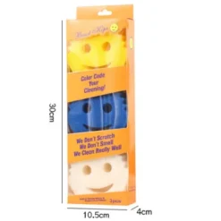 Rolig Skrubbdisk Tråkigt Ansikte, Fläck- och Luktborttagande Honungskakssvamp, Hållbar Rengöringsduk för Hemmakök, Plastsvamp (Set med 3) Yellow+blue+red | Fyndiq
