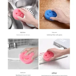 Rolig Skrubbdisk Tråkigt Ansikte, Fläck- och Luktborttagande Honungskakssvamp, Hållbar Rengöringsduk för Hemmakök, Plastsvamp (Set med 3) Yellow+blue+red | Fyndiq