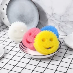 Rolig Skrubbdisk Tråkigt Ansikte, Fläck- och Luktborttagande Honungskakssvamp, Hållbar Rengöringsduk för Hemmakök, Plastsvamp (Set med 3) Yellow+blue+red | Fyndiq