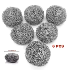 Rostfri Stålskrubber, Skursvamp, Stålullsskrubber för Kök, Badrum och Mer Starkt Motstånd 6PCS 5cm