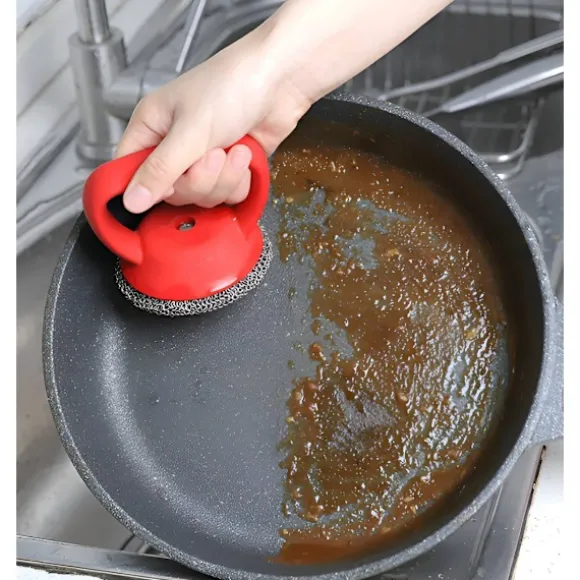 Rostfritt stål rengöringsborste med silikonhandtag