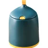 (Rund Kon - Blå) 2 Liter / 0,5 Gallon Mini Papperskorg med Trycklock - Kompakt Papperskorg för Skrivbord, Bord, Soffbord eller Bänkskiva
