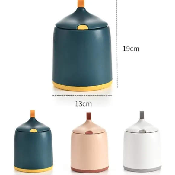 (Rund Kon - Blå) 2 Liter / 0,5 Gallon Mini Papperskorg med Trycklock - Kompakt Papperskorg för Skrivbord, Bord, Soffbord eller Bänkskiva