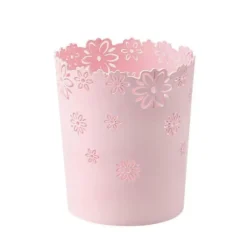 Rund papperskorg i plast, ihålig papperskorg med spets för kontor. (1-pack rosa) (FMY)