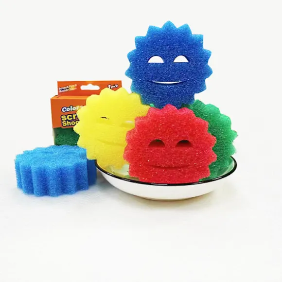 Scrub Daddy Scrub shooting star blandade 3-pack, dubbelsidig skrubbsvamp, alternativ till skurar som inte repar, rengöringssvampar för diskning