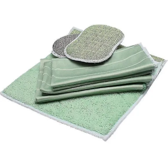 Set med 6 Bambu Mikrofiberdukar för Fönster Speglar Kakel Karosseri Mikrofiber Bambu Glas-jie