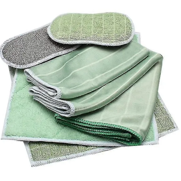 Set med 6 Bambu Mikrofiberdukar för Fönster Speglar Kakel Karosseri Mikrofiber Bambu Glas-jie