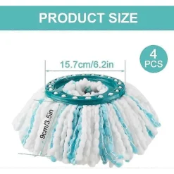 Set med 4 Ersättningshuvuden för Leifheit Clean Twist Disc Mop Micro Set, 2-Fiber System för Rund Golvmopp, Kompatibel med Leifheit Clean T [db]