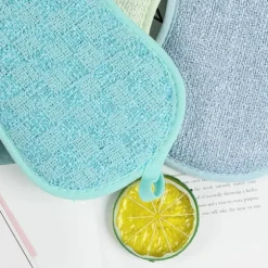 Set med 8 tvättbara disktrasor, antibakteriella, återanvändbara, mikrofiberskrubbsvampar, svamp, dubbelsvamp
