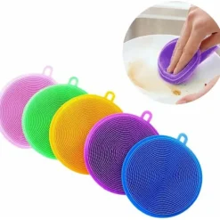 SiliCone-svamp - 5-pack flerfärgade antibakteriella kökssvampar för rengöring av köksredskap för grönsaker, frukt, livsmedelskvalitet SiliC