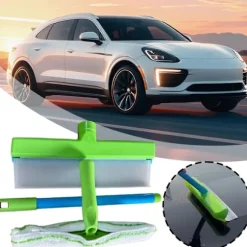 Silikon Vattenblad Rengöringsset Återanvändbara Glasrengöringsverktyg med Silikonskrapa Mikrofiber Skrubber för Professionell Bilvård (FMY) Blue